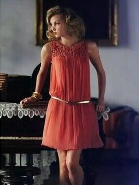 Anthropologie Rohit Ghandi Rahul Khanna Coral Sleeveless Dress Sz M